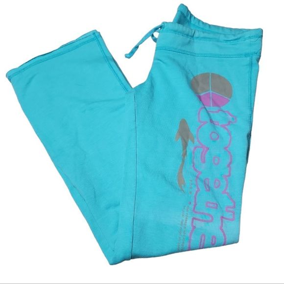 291 Venice teal together peace y2k bootcur flare sweatpants - Picture 1 of 8